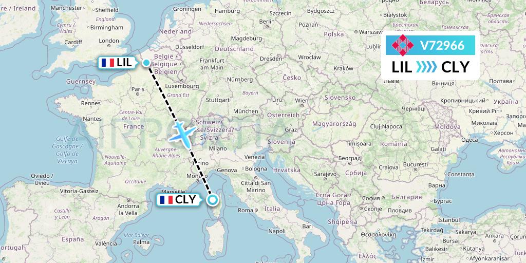 V72966 Volotea Flight Map: Lille to Calvi