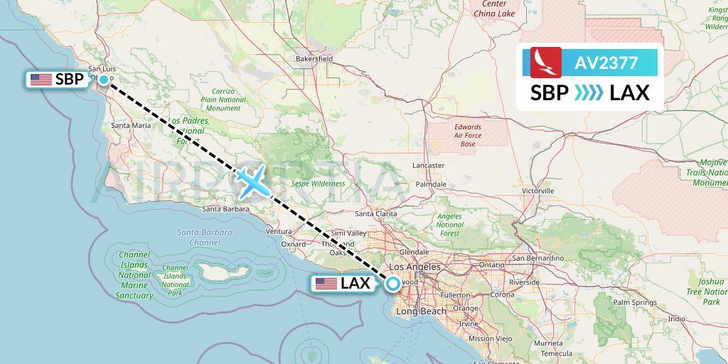 AV2377 Avianca Flight Map: San Luis Obispo to Los Angeles