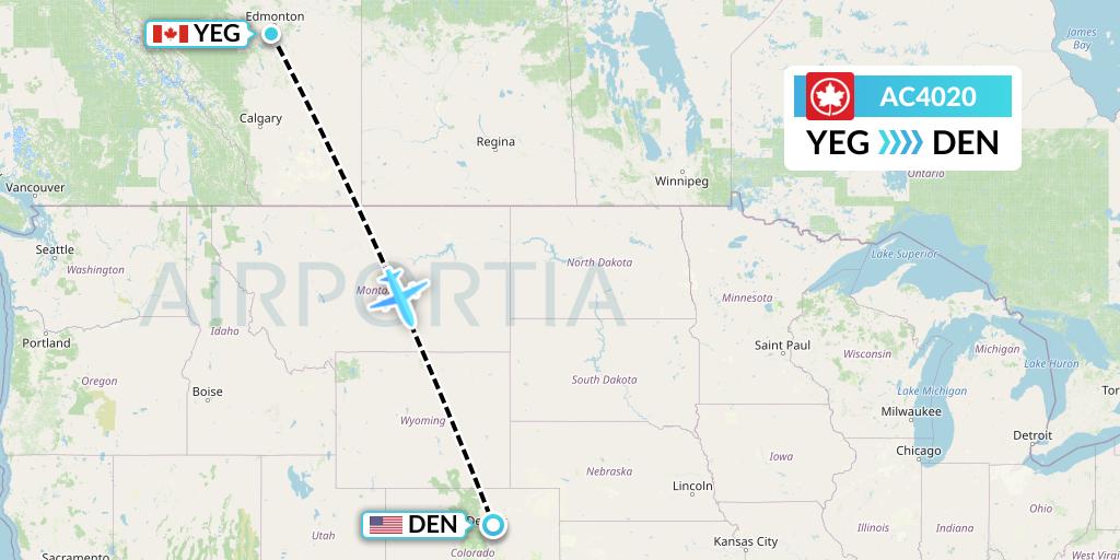 AC4020 Air Canada Flight Map: Edmonton to Denver
