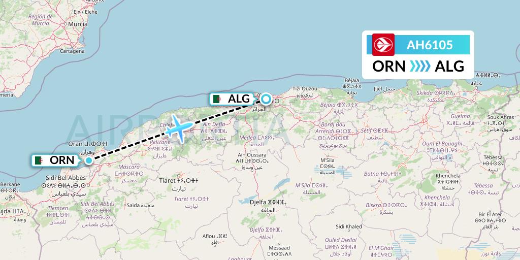 AH6105 Air Algerie Flight Map: Oran to Algiers