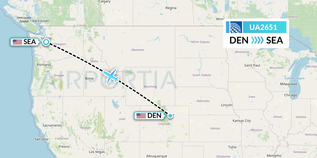 UA2651 United Airlines Flight Map: Denver to Seattle