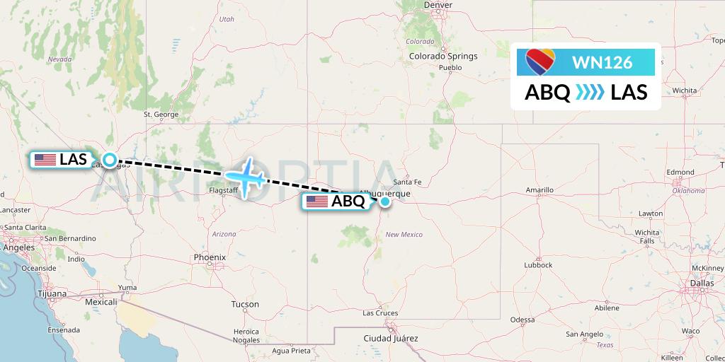 WN126 Southwest Airlines Flight Map: Albuquerque to Las Vegas