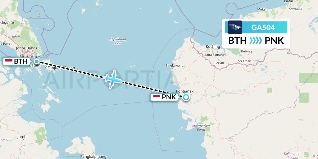 GA504 Garuda Indonesia Flight Map: Batam to Pontianak