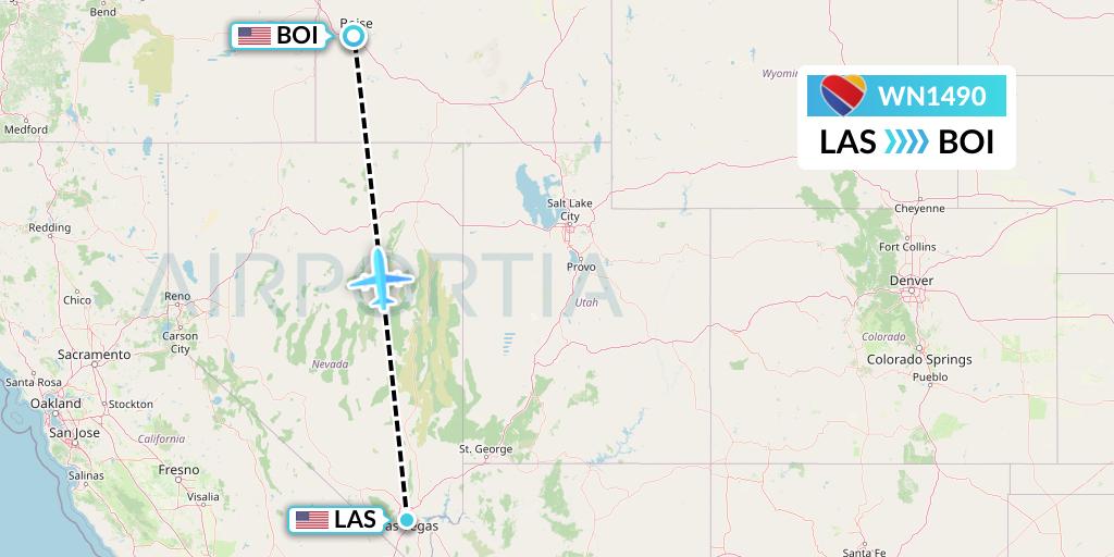 WN1490 Southwest Airlines Flight Map: Las Vegas to Boise