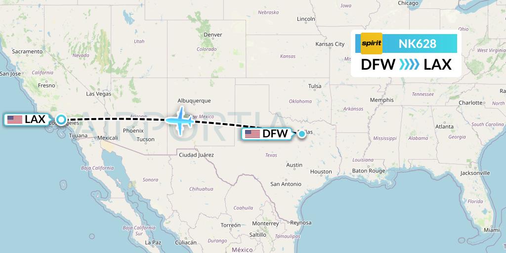 NK628 Flight Status Spirit Airlines Dallas to Los Angeles (NKS628)