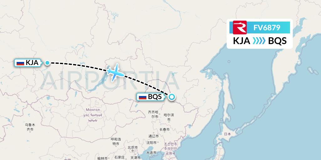 FV6879 Rossiya Flight Map: Krasnoyarsk to Blagoveshchensk