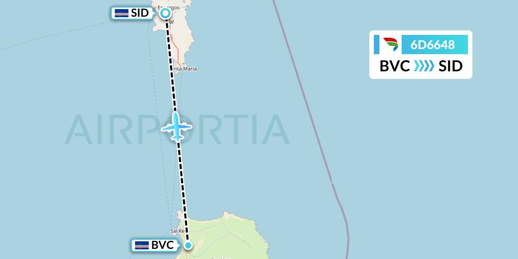 6D6648 Travel Service Slovakia Flight Map: Boa Vista to Espargos