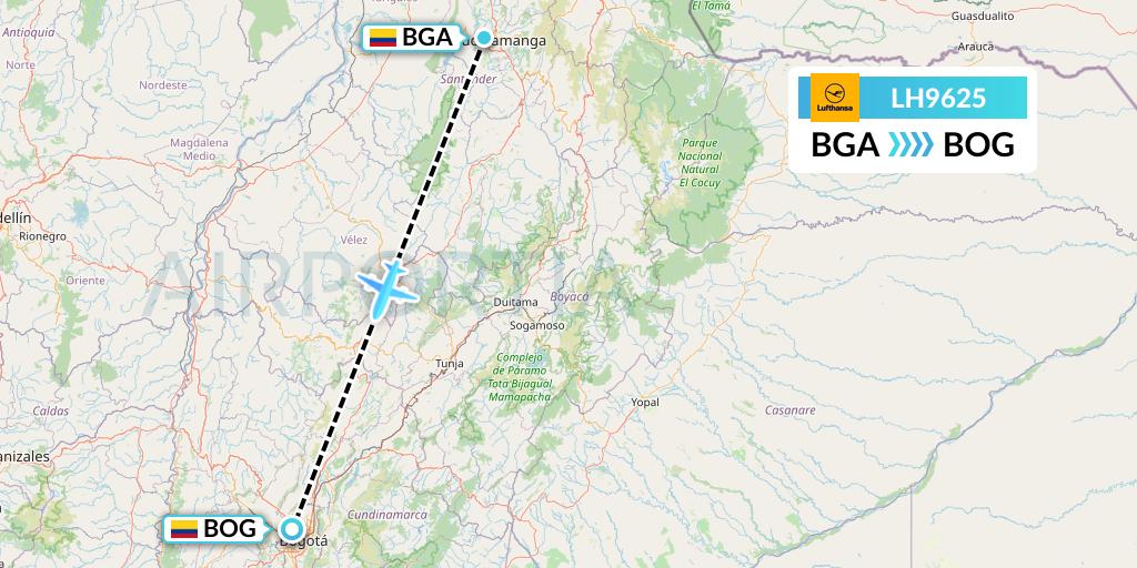 LH9625 Lufthansa Flight Map: Bucaramanga to Bogota