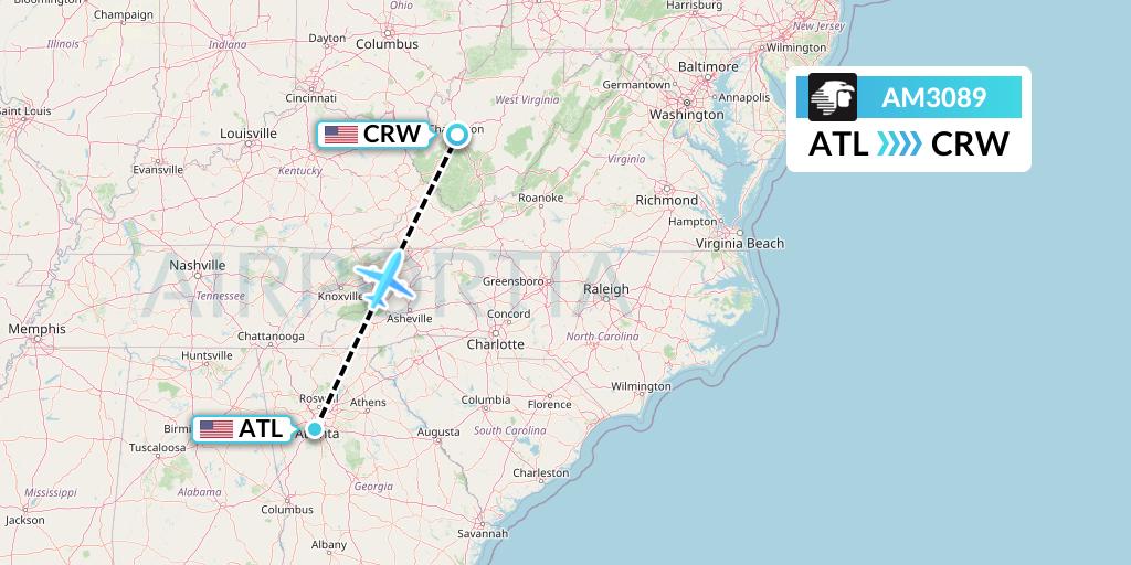 AM3089 Aeromexico Flight Map: Atlanta to Charleston