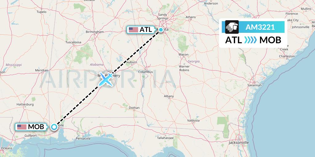 AM3221 Aeromexico Flight Map: Atlanta to Mobile