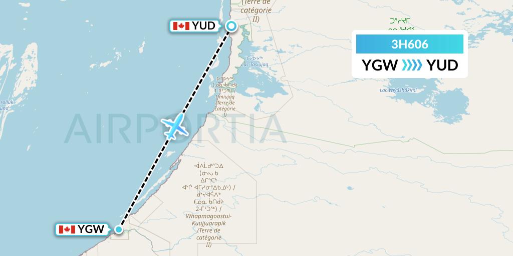 3H606 Air Inuit Flight Map: Kuujjuarapik to Umiujaq