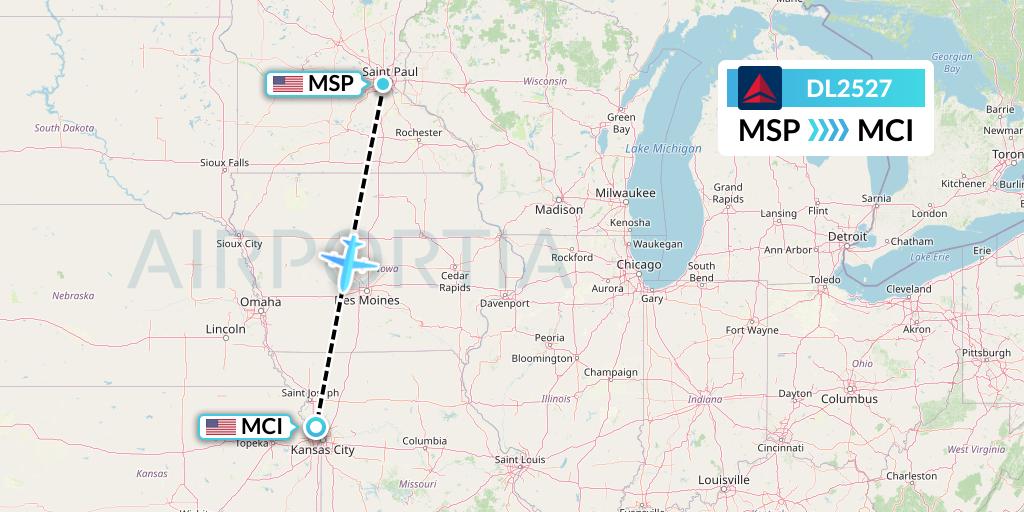 DL2527 Flight Status Delta Air Lines Minneapolis to Kansas City (DAL2527)