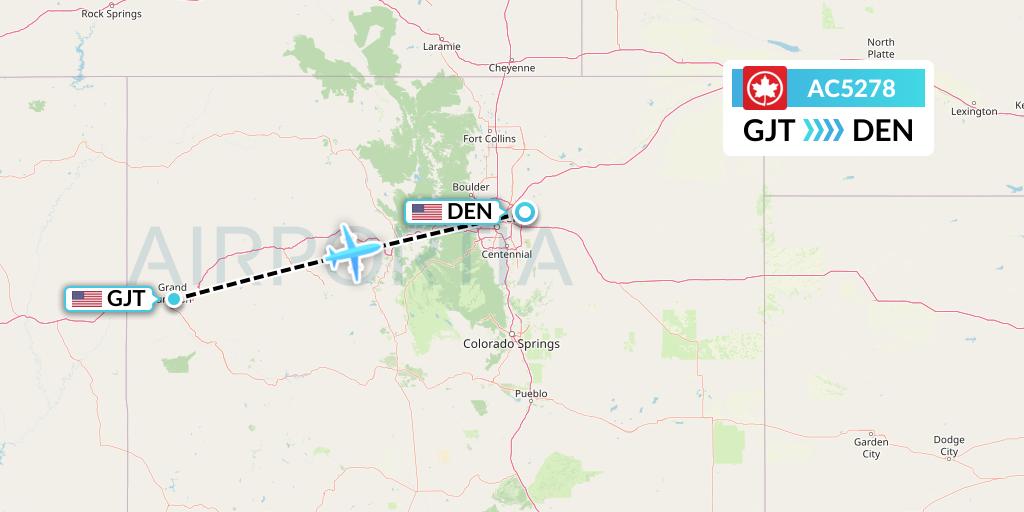 AC5278 Air Canada Flight Map: Grand Junction to Denver