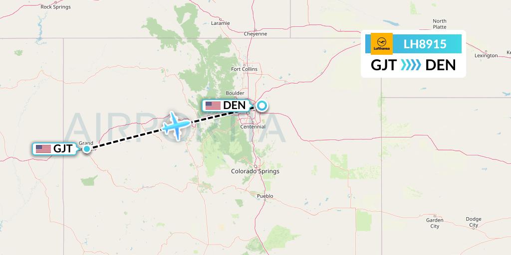 LH8915 Lufthansa Flight Map: Grand Junction to Denver