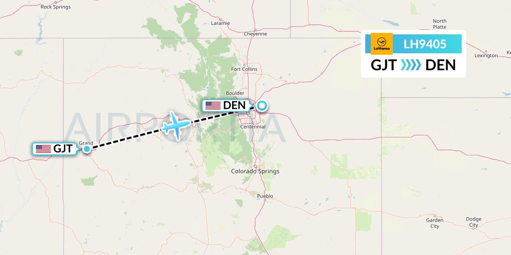 LH9405 Lufthansa Flight Map: Grand Junction to Denver