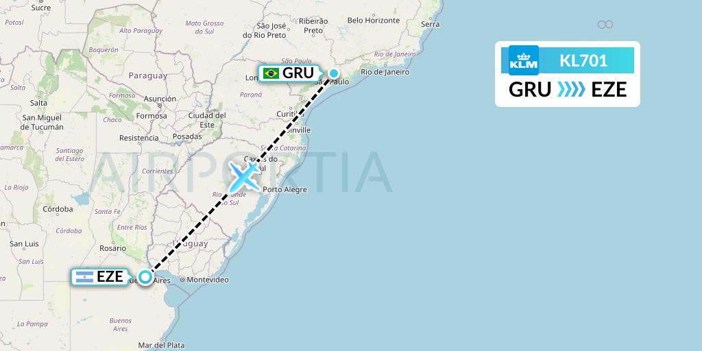 KL701 KLM Flight Map: Sao Paulo to Buenos Aires