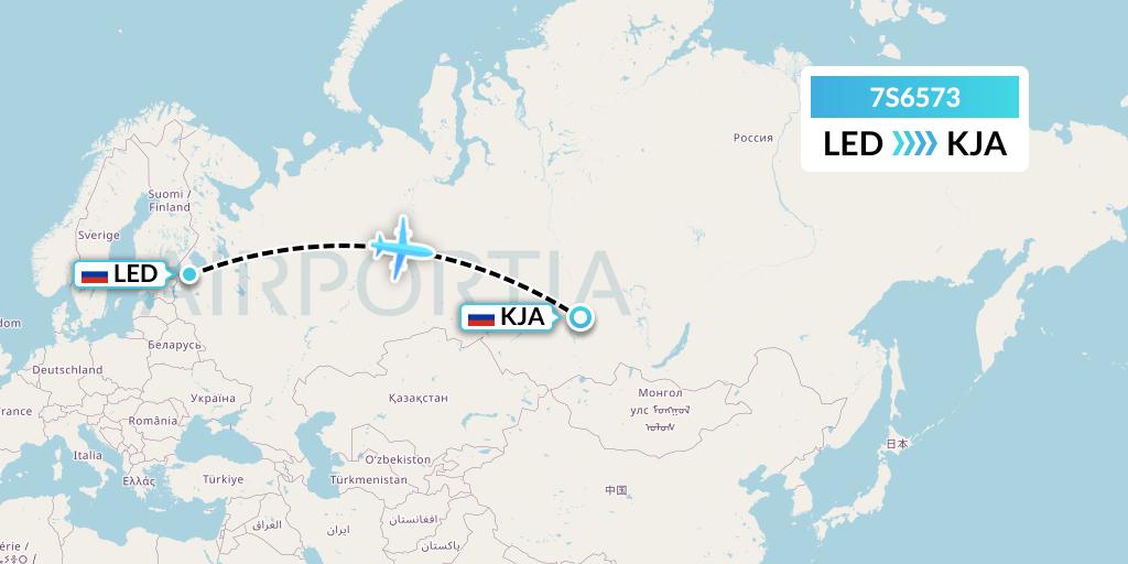7S6573 Ryan Air (USA) Flight Map: St. Petersburg to Krasnoyarsk