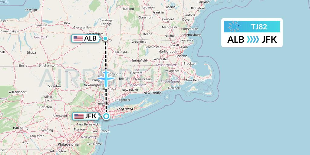 TJ82 Tradewind Aviation Flight Map: Albany to New York
