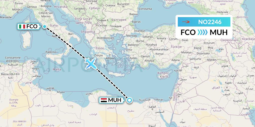 NO2246 Neos Flight Map: Rome to Mersa Matruh