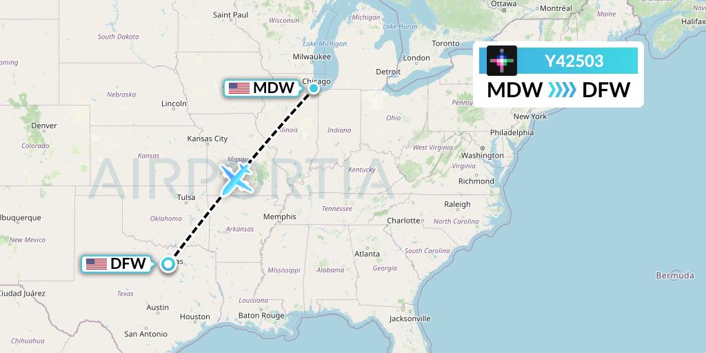 Y42503 Volaris Flight Map: Chicago to Dallas