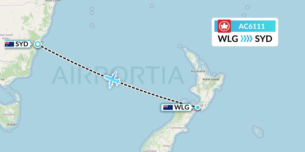 AC6111 Air Canada Flight Map: Wellington to Sydney