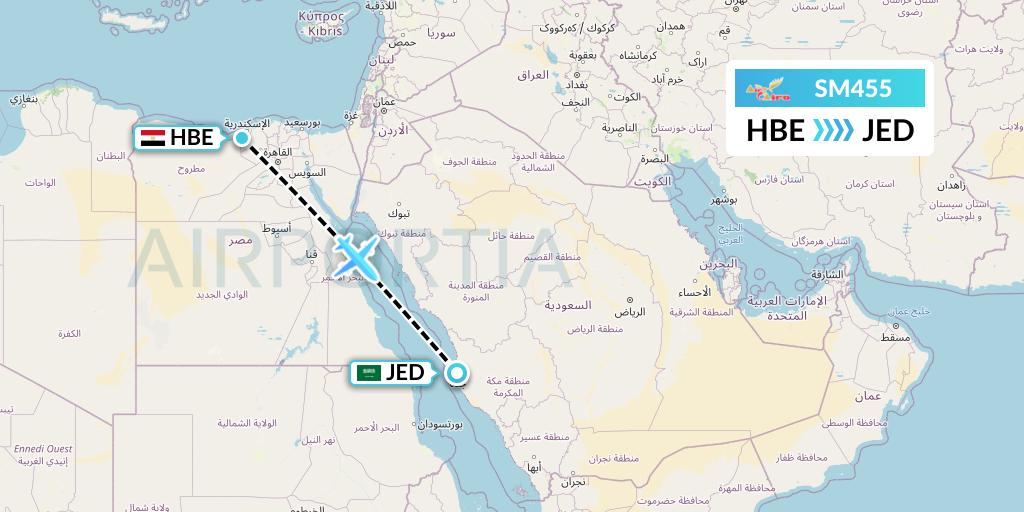 SM455 Air Cairo Flight Map: Alexandria to Jeddah