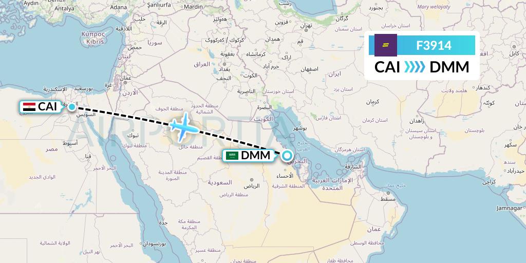 F3914 flydeal Flight Map: Cairo to Dammam