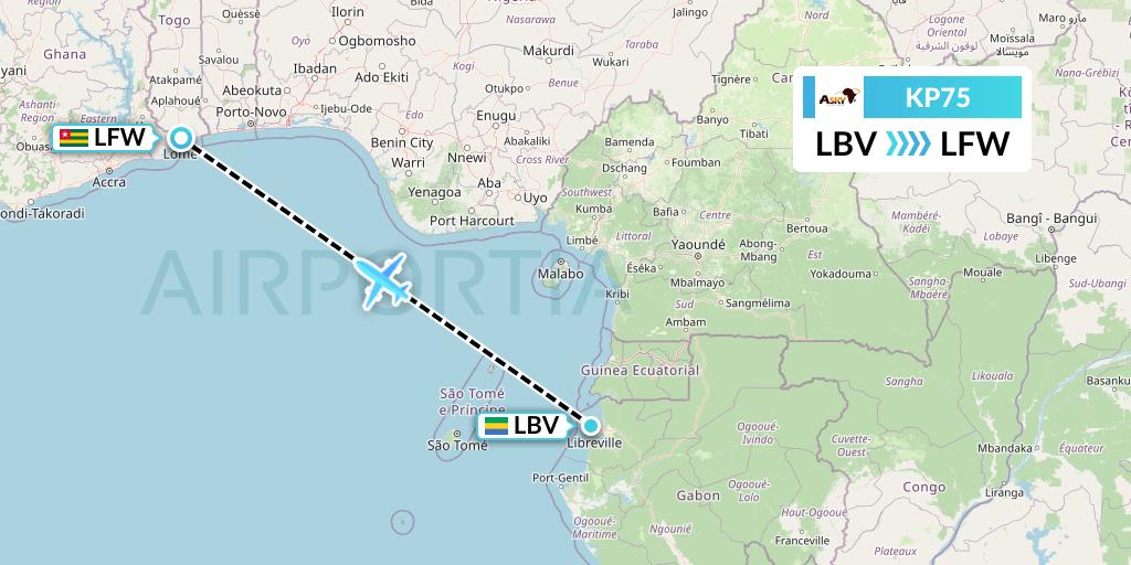 KP75 ASKY Flight Map: Libreville to Lome