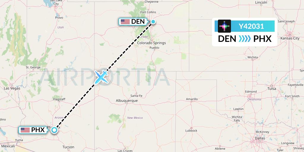 Y42031 Volaris Flight Map: Denver to Phoenix