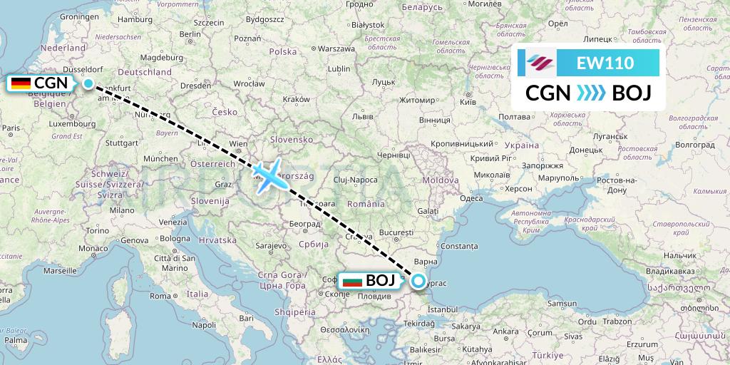 EW110 Eurowings Flight Map: Cologne to Burgas