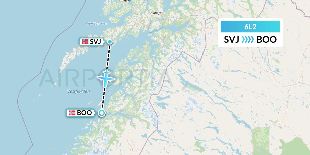 6L2 Aklak Air Flight Map: Svolvaer to Bodo