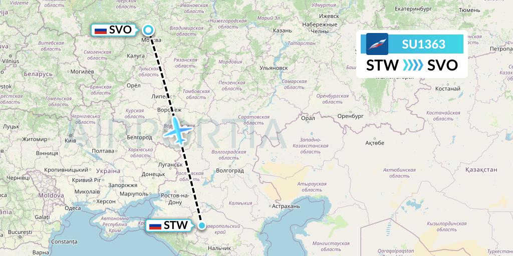 SU1363 Aeroflot Flight Map: Stavropol to Moscow