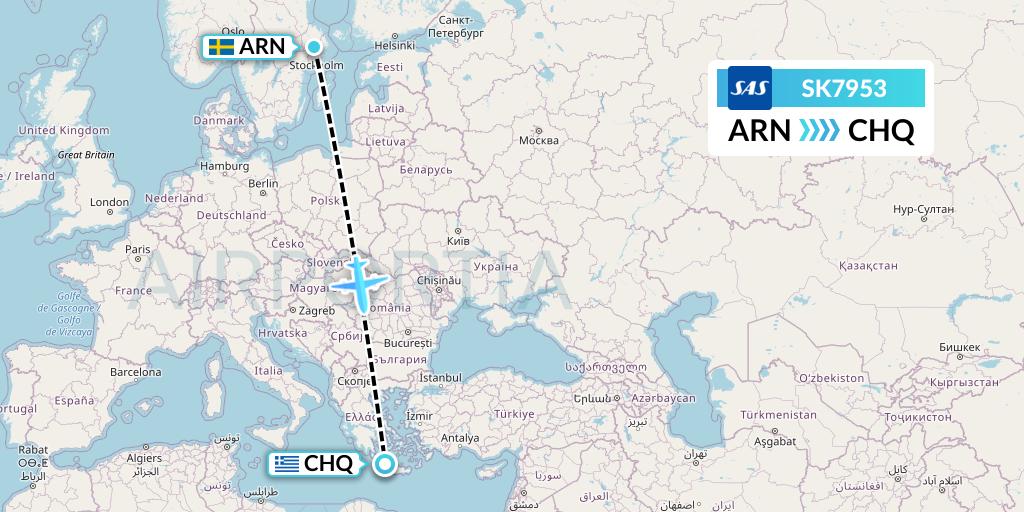 SK7953 SAS Flight Map: Stockholm to Chania