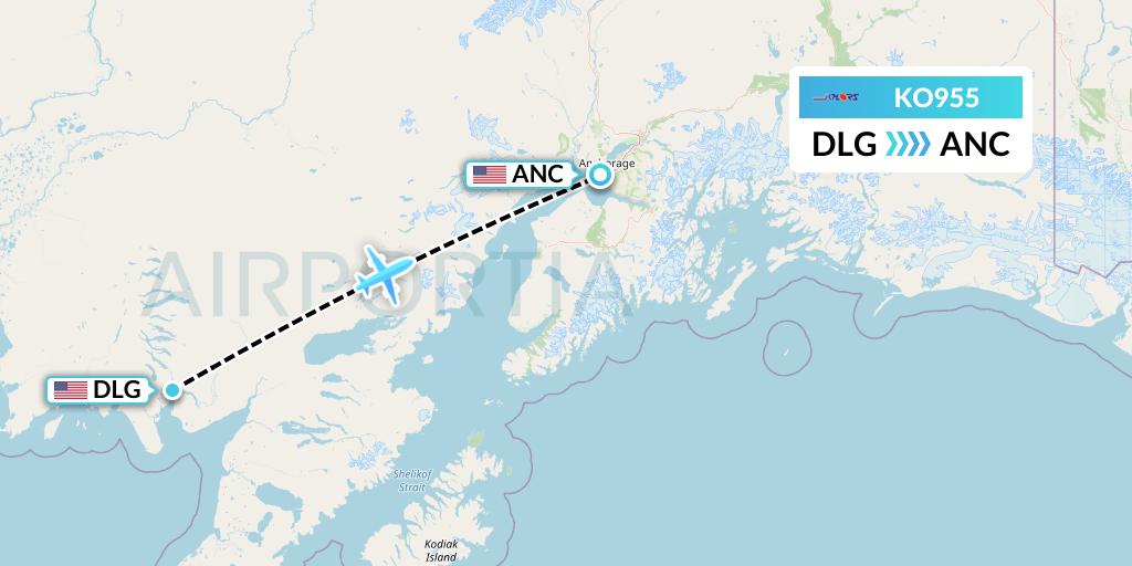 KO955 Komiaviatrans Flight Map: Dillingham to Anchorage