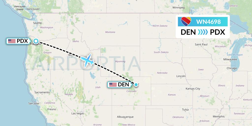 WN4698 Southwest Airlines Flight Map: Denver to Portland