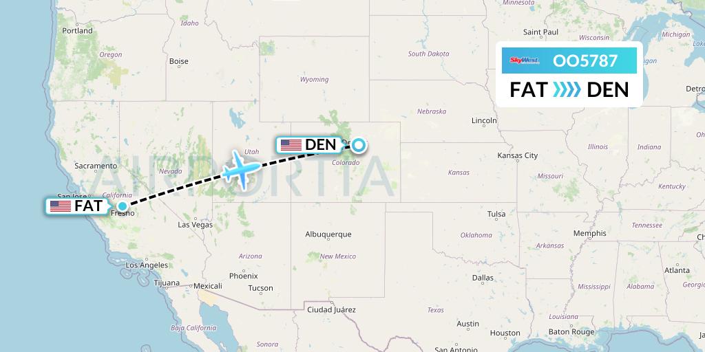 OO5787 SkyWest Airlines Flight Map: Fresno to Denver