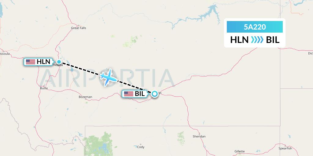 5A220 Alpine Air Express Flight Map: Helena to Billings