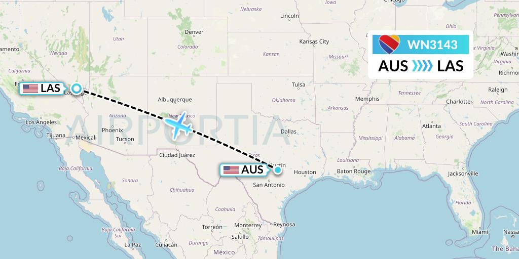 WN3143 Southwest Airlines Flight Map: Austin to Las Vegas