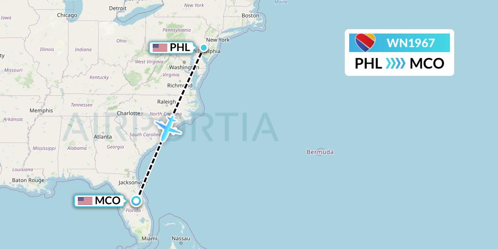 WN1967 Flight Status Southwest Airlines Philadelphia To Orlando SWA1967 