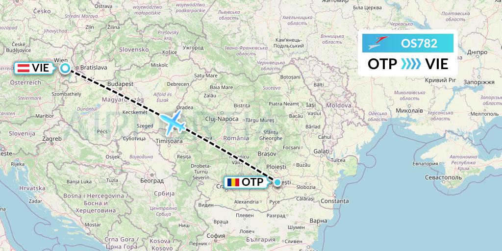 OS782 Austrian Airlines Flight Map: Bucharest to Vienna