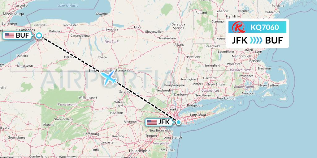 KQ7060 Kenya Airways Flight Map: New York to Buffalo