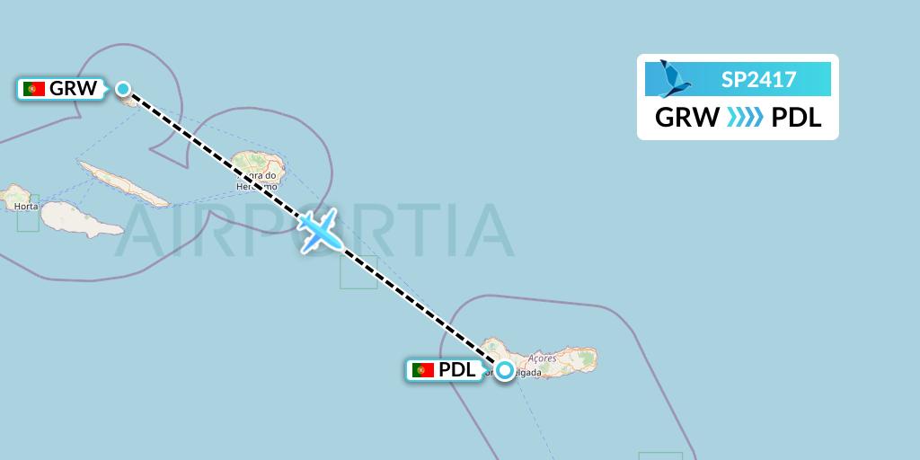 SP2417 SATA Air Acores Flight Map: Graciosa to Ponta Delgada
