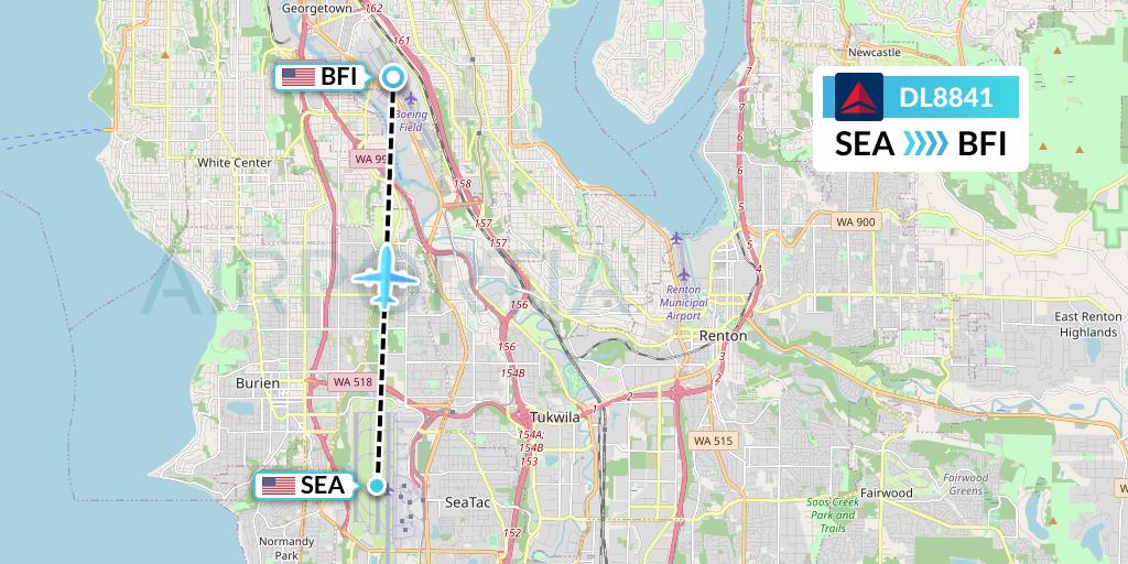 DL8841 Delta Air Lines Flight Map: Seattle to Seattle