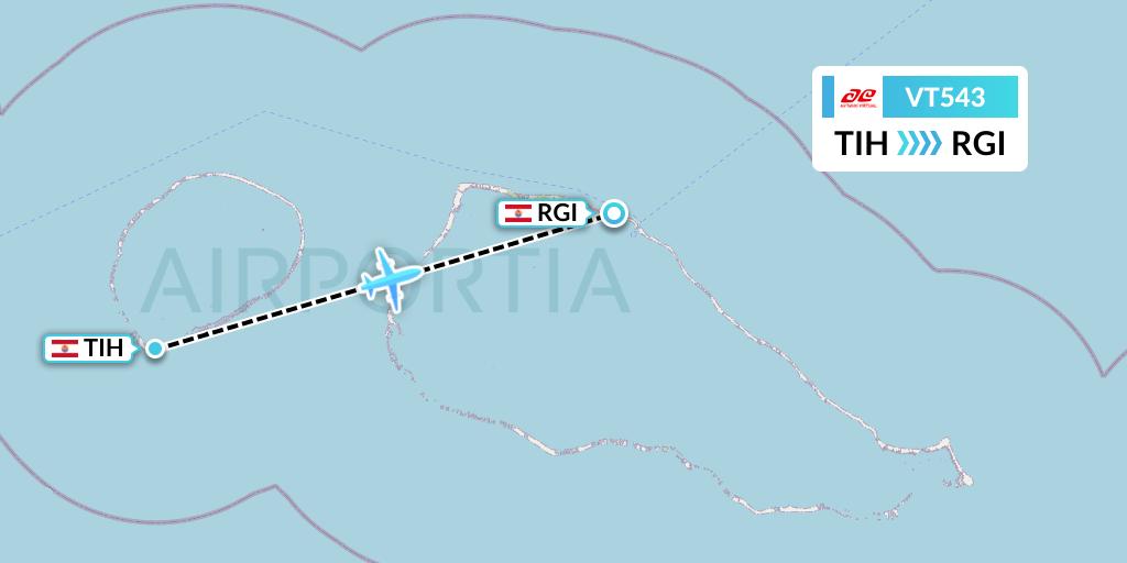 VT543 Air Tahiti Flight Map: Tikehau to Rangiroa