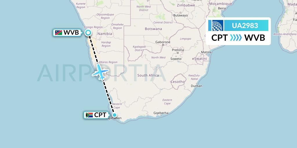 UA2983 Flight Status United Airlines Cape Town to Walvis Bay (UAL2983)