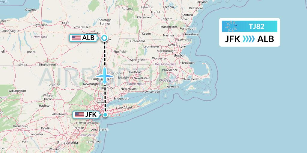 TJ82 Tradewind Aviation Flight Map: New York to Albany