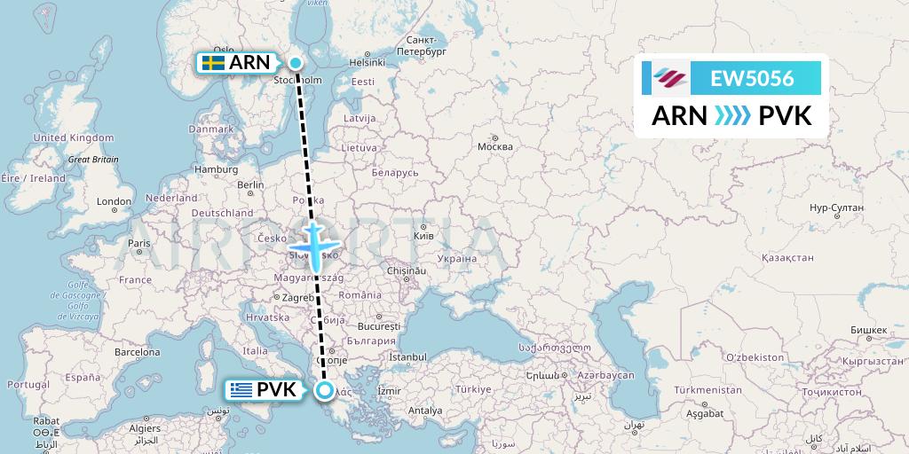 EW5056 Eurowings Flight Map: Stockholm to Preveza