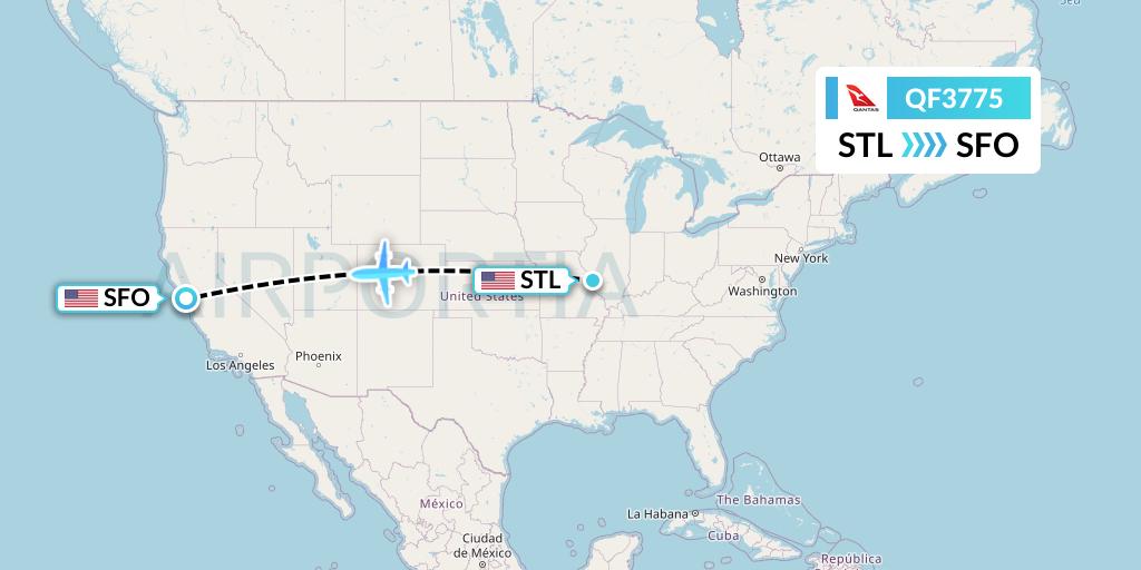 QF3775 Qantas Flight Map: St. Louis to San Francisco
