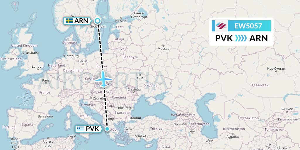 EW5057 Eurowings Flight Map: Preveza to Stockholm
