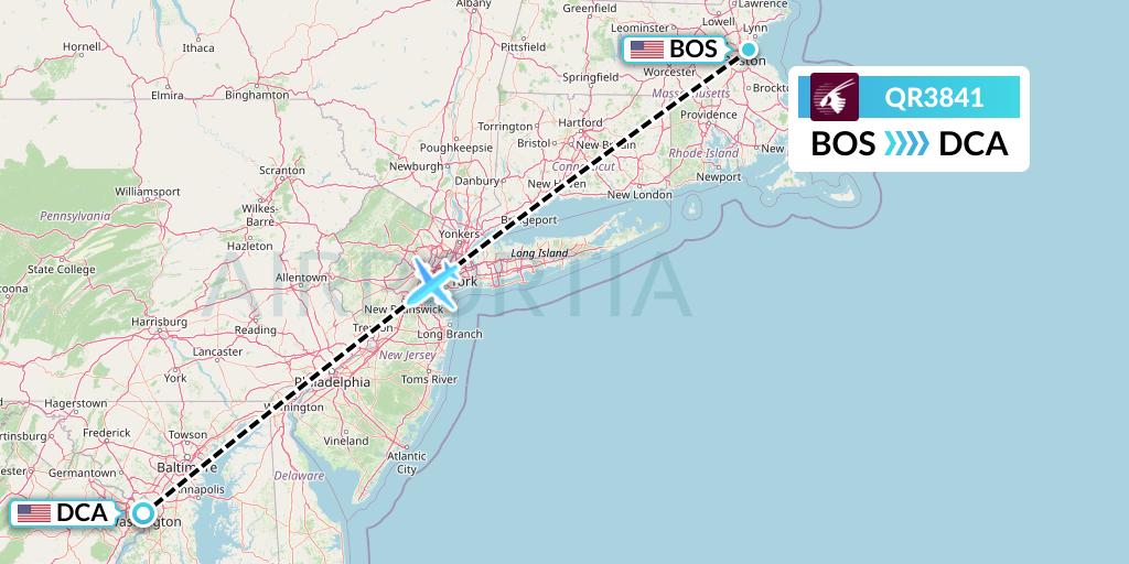 QR3841 Flight Status Qatar Airways Boston to Washington (QTR3841)